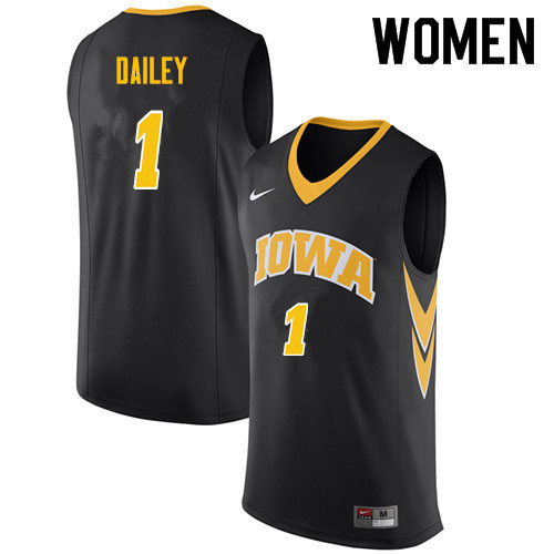 Women #1 Maishe Dailey Iowa Hawkeyes College Basketball Jerseys Sale-Black